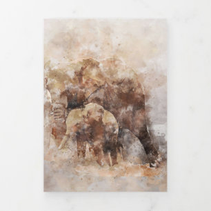 Olifant Liefhebber Afrikaanse Olifant Kunst Drieluik Wenskaart