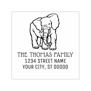Olifant Lijn Kunst Naam Retour Adres Monogram Zelfinktende Stempel