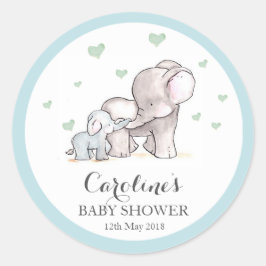 Olifant Love Blauw Baby shower Sticker 