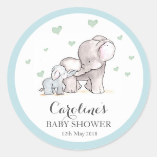 Olifant Love Blauw Baby shower Sticker 