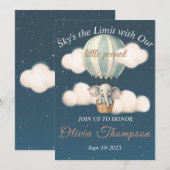 Olifant luchtballon Baby shower nacht Kaart (Voorkant / Achterkant)