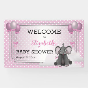 Olifant   Luchtballonnen   Stippen Baby shower Gir Spandoek