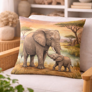 Olifant Mama En Kalf Safari Dieren Kussen