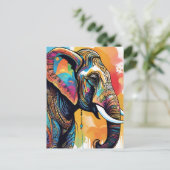 Olifant mandala waterkleur briefkaart (Staand voorkant)