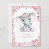 Olifant Meisje Invitation, roos rustiek, roze Kaart (Achterkant)