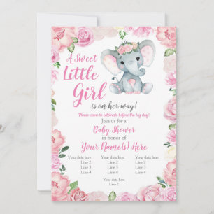 Olifant Meisje Invitation, roos rustiek, roze Kaart