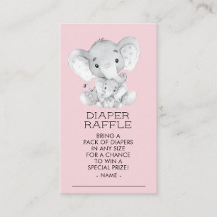 Olifant Meisjes Baby shower Luier Raffle Ticket Informatiekaartje