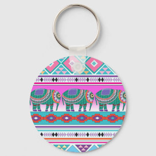 Olifant met Azteeks Patroon Sleutelhanger