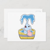 Olifant met badkuip vol water briefkaart (Voorkant / Achterkant)