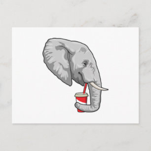Olifant met drankje briefkaart