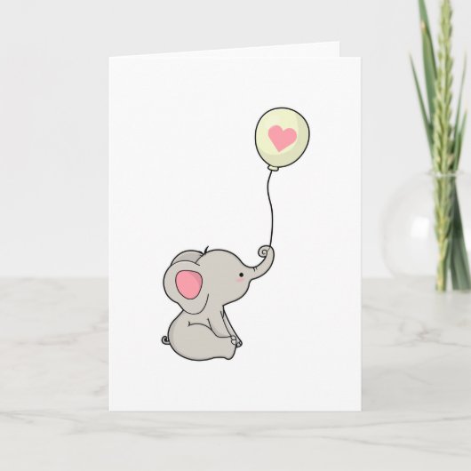 Olifant met Hart in Ballon Kaart (Voorkant)