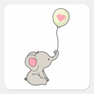 Olifant met hart in Ballon Vierkante Sticker