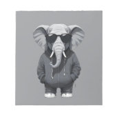 Olifant met hoodie Funny Cool Animal Vector Notitieblok (Voorkant)