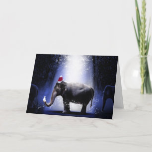 OLIFANT MET Kerstman hoed Vouwbare Wenskaart Kaart