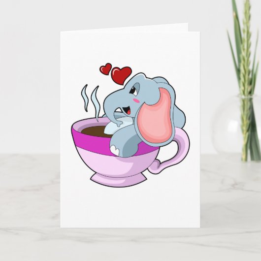 Olifant met koffiekop kaart (Voorkant)
