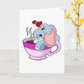 Olifant met koffiekop kaart (Gele Bloem)