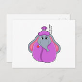 Olifant met koortsthermometer briefkaart (Voorkant / Achterkant)