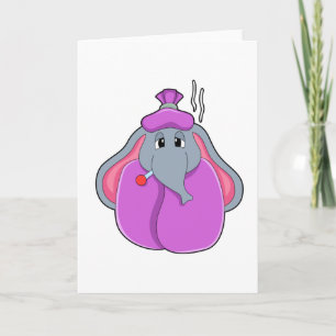 Olifant met koortsthermometer kaart