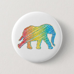 Olifant met lijnen ronde button 5,7 cm