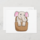 Olifant met mand briefkaart (Voorkant / Achterkant)