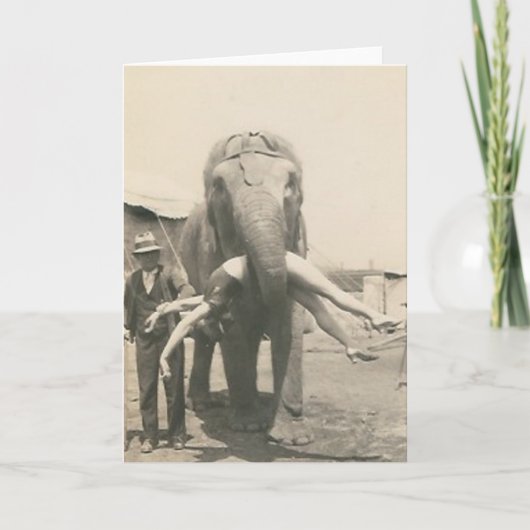olifant met meisje in mondwenskaart kaart (Voorkant)