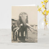 olifant met meisje in mondwenskaart kaart (Gele Bloem)