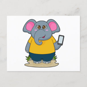 Olifant met mobiel briefkaart