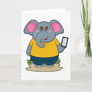 Olifant met mobiele telefoon kaart