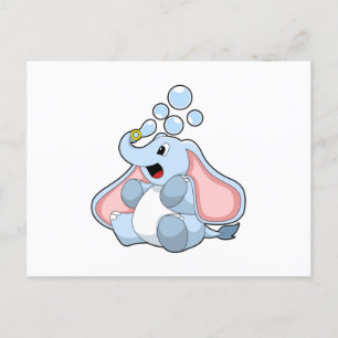 Olifant met waterbellen briefkaart