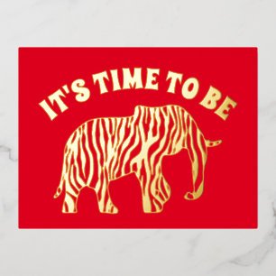 olifant met zebrastrepen folie feestdagen briefkaart