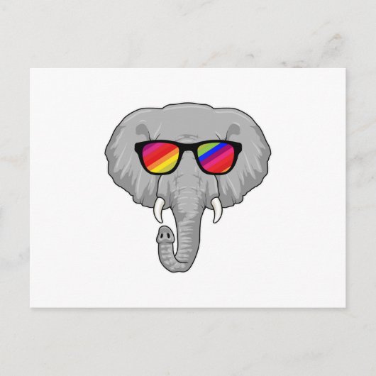 Olifant met zonnebril briefkaart (Voorkant)