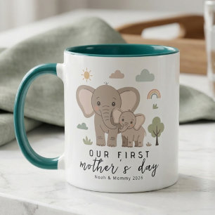 Olifant Moeder Baby Eerste Moederdag Ontwerp Mok