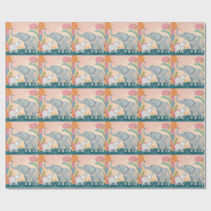 Olifant Moeder en Baby Cadeaupapier
