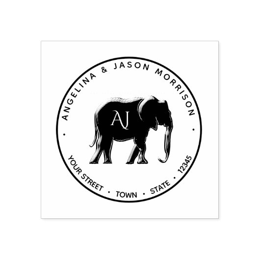 Olifant Monogram Retouradres Rubberstempel (Afrduk)