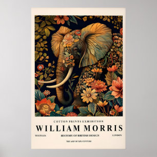 Olifant muurkunst, William Morris print, Donker Poster