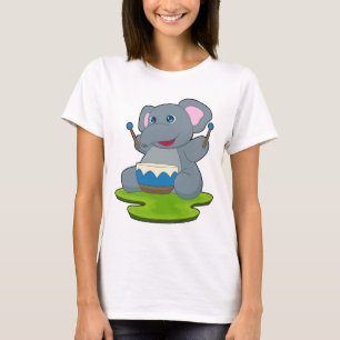 Olifant Muzikant Drum Muziek T-shirt