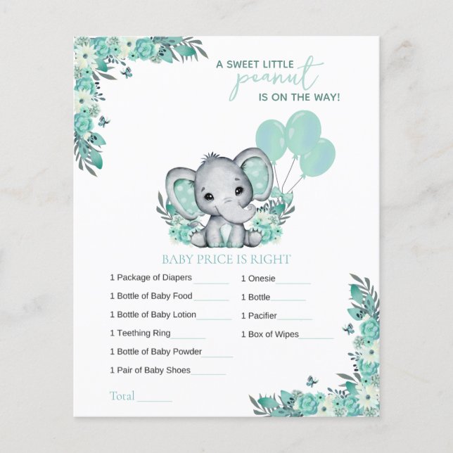 Olifant Neutral Baby shower spel (Voorkant)
