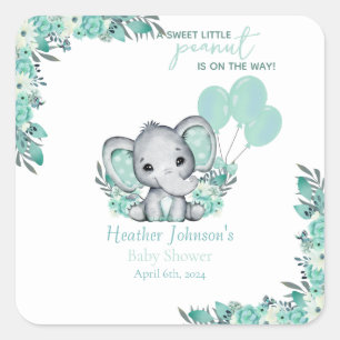 Olifant Neutrale Babyborrel Vierkante Sticker