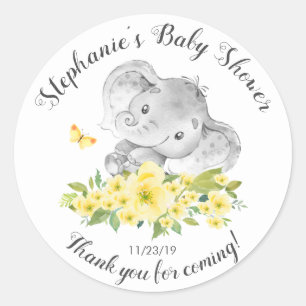 Olifant Oerwoud Dieren Neutraal Baby shower Favor Ronde Sticker