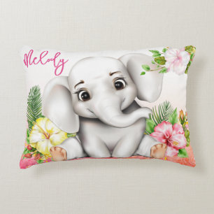 Olifant Oerwoud Safari gepersonaliseerde Baby Accent Kussen