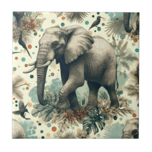  olifant Oerwoud schilderij Tegeltje