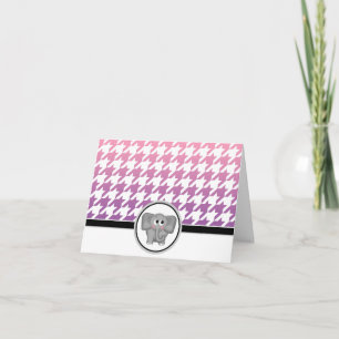 Olifant Ombre Roze Paarse Houndstooth Kaarten