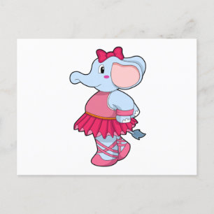 Olifant op ballet met rok briefkaart