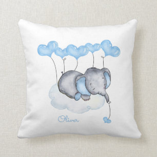 Olifant op Cloud - Grijs Blauw Baby Jongen Kwekeri Kussen