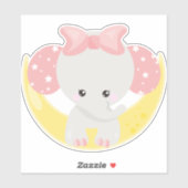 Olifant Op De Maan, Schattige Olifant, Kroon, Ster Sticker (Vel)