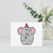 Olifant op Feestje met Microfoon Briefkaart (Staand voorkant)