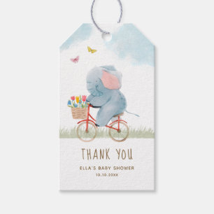 Olifant op Fiets Baby shower Cadeaulabel