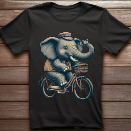 Olifant op Fiets Retro T-shirt