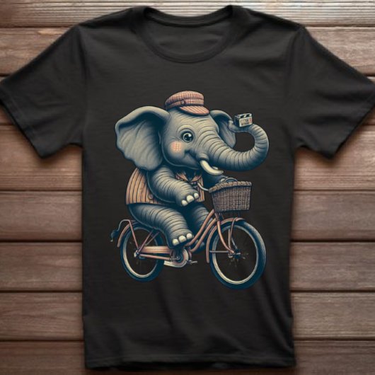 Olifant op Fiets Retro T-shirt
