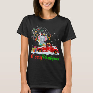 Olifant op Rode Vrachtwagen Kerstmis Pyjama Grappi T-shirt